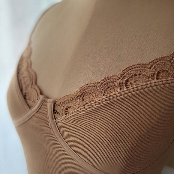 Aerie For Good Seamless Lace Trim Bralette - Tan Size XS NWT - Picture 4 of 9